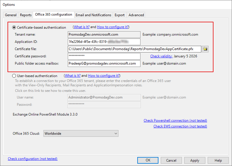 Certificate-based authentification to Office 365