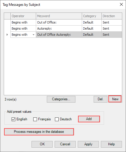 Add predefined tags to exclude messages from traffic reports