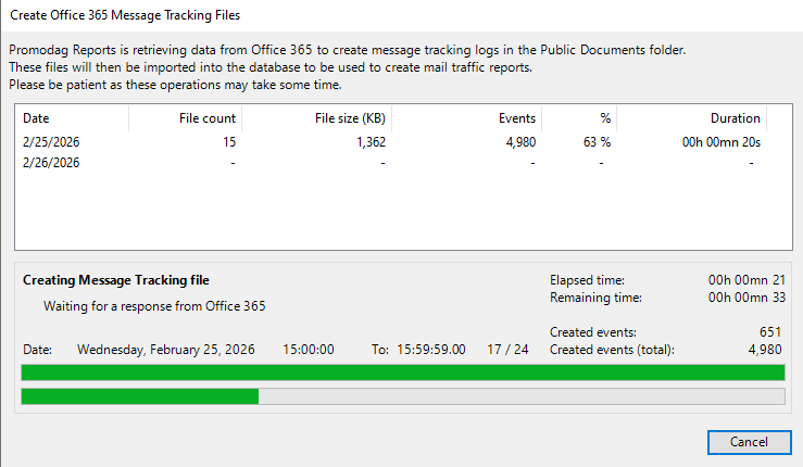 Create Exchange Online message tracking logs