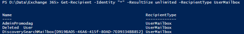 Get-Recipient Office 365 command with Identity parameter