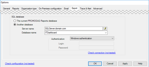 SQL server export options