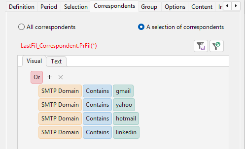 Select specific SMTP domains
