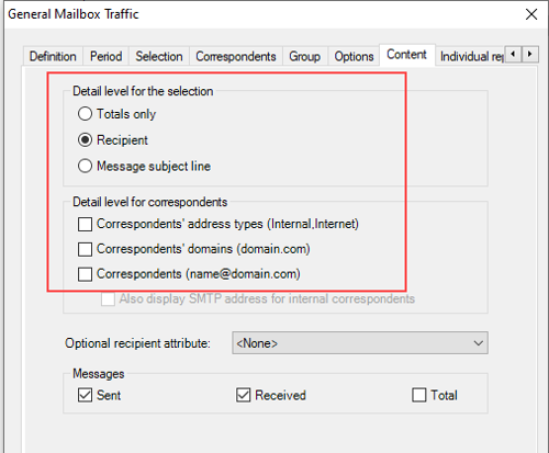 Set the detail level of your mailbox traffic report