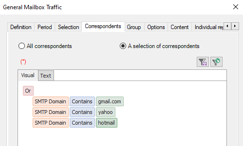 Filter correspondents by SMTP domain