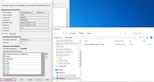 How to apply the license file to a Promodag database
