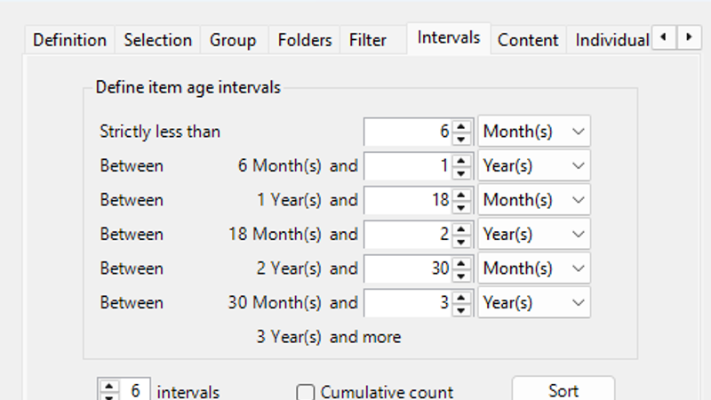 Set custom age intervals