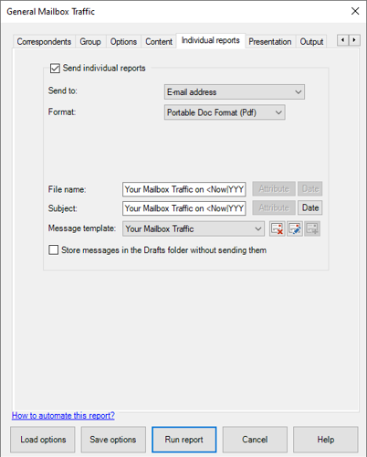 Send individual reports to mailbox users