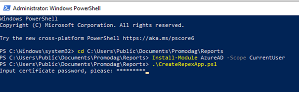 Run the CreateRepexApp script using PowerShell