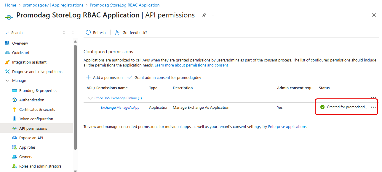 Grant Admin Consent to the StoreLog App