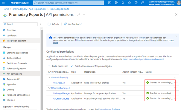 Approve the Promodag Reports app in Azure AD