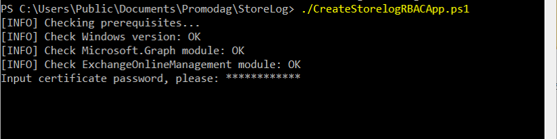 Run CreateStoreLogRBACApp script