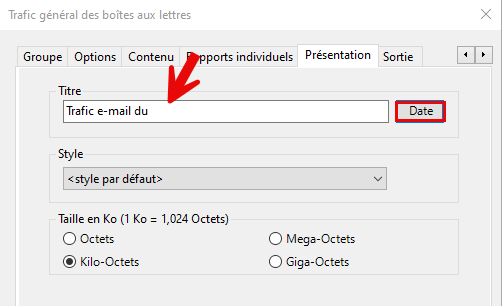 Insérer une date dans le titre du rapport