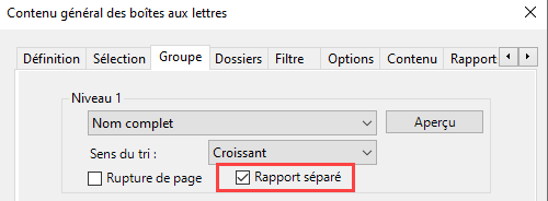 Générer des rapports distincts