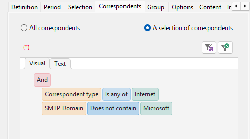 Filter emails by correspondent types