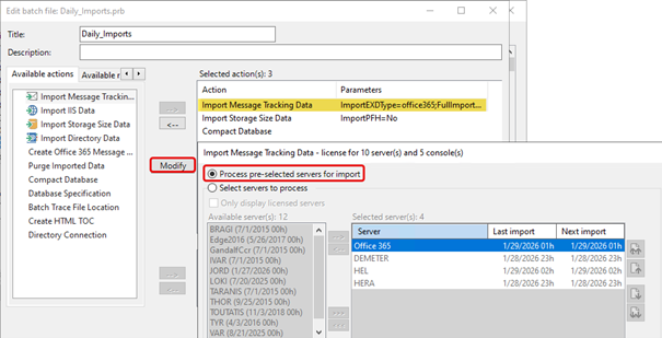How to ensure that Exchange servers are properly assigned in an import batch