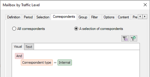 Select internal correspondents only