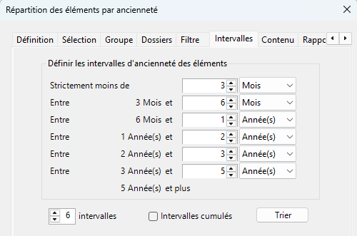 Définir des intervalles d'ancienneté personnalisés