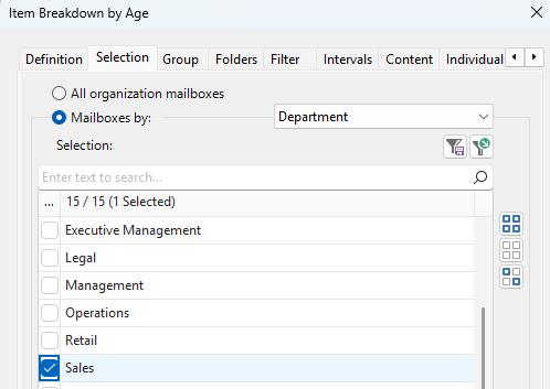 Select mailboxes by Department