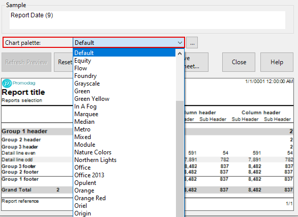 Select a Chart Palette