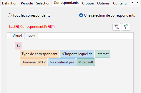 Filtrer les messages par types de correspondants