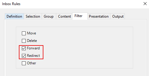 Select Forward and Redirect client-side rules