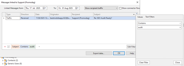 List all messages linked to a recipient