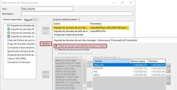 Comment vérifier que des serveurs sont correctement assignés dans un fichier batch d'import